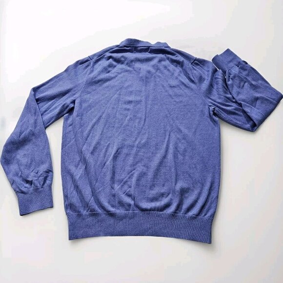 Banana Republic Sweater Men M Purple V Neck LS Silk Cotton Cashmere Blend FLAW - Picture 2 of 13